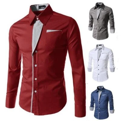 Men's Slim Fit Long Sleeves Stylish Casual Shirt Luxury Fashion Formal Dress Top - Image 1 of 4