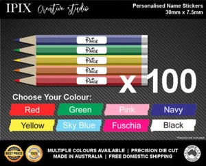 100 x Kids School Stationary Name Labels | 30mm x 7.5mm | Disney Font | Personal - Foto 1 di 1