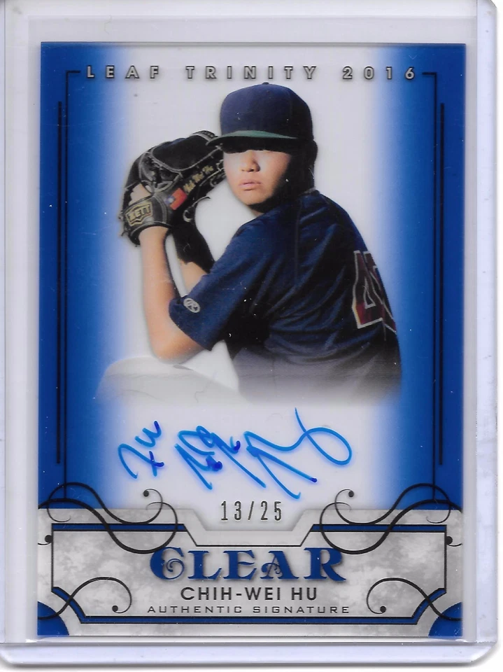 2016 Leaf Trinity CHIH-WEI HU BLUE CLEAR ON CARD AUTO RC SP #13/25 TAMPA BAY!! - Image 1 of 1