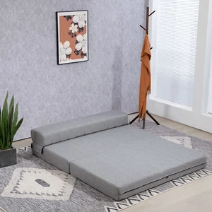 HOMCOM Living Room Floor Sofa 2-in-1 Folding Canvas Sofa - Picture 1 of 10