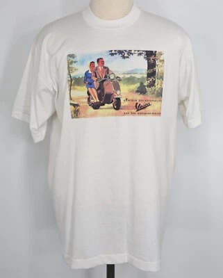 T-SHIRT w/ Vintage VESPA Hoffman 125cc Scooter Logo XL *BLEM- DIRTY!!* NOS - Image 1 of 4