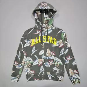 Converse All Stars Womens Hoodie Green Large Full Zip Floral Made In Italy - Picture 1 of 10