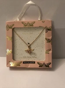 Bee You Tiful Bee Gold Tone Necklace Chain - Brand New - Picture 1 of 3