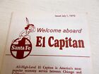 Santa Fe Railway El Capitan Chico Tour Advertising Public Timetable 1970
