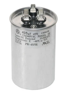 45+5 MFD 45/5 Uf 370 or 440 Volt Dual Run round Capacitor PW-45/5/R for Condense - Picture 1 of 12