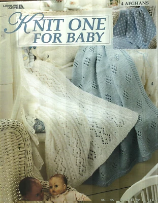 NEW KNIT ONE FOR BABY 4 AFGHANS NURSERY DECOR KNITTING PATTERN BOOK - Image 1 of 3