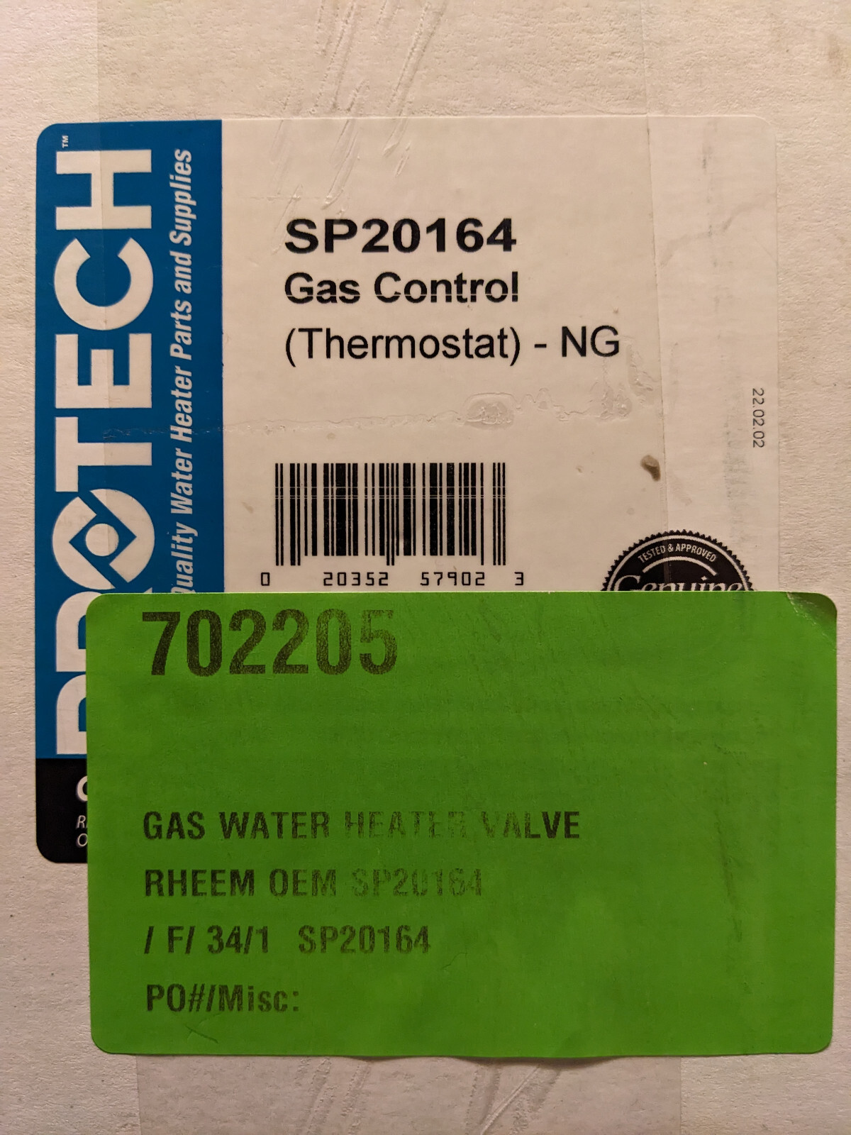 Protech Rheem SP20164 Repl Control Thermostat Nat Gas - NEW | eBay