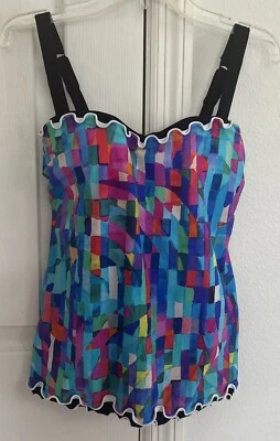 Профиль на Gottex танкини плавать верхний многоцветный геометрический с подкладкой на косточках 32D - Изображение 1 из 4