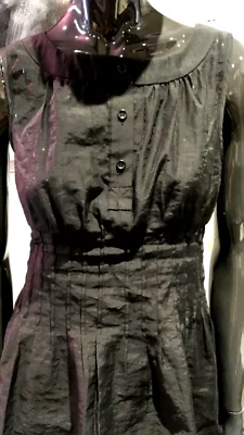 Vestido THEORY Negro Transparente Sin Mangas Retro Estilo Años 60 Cintura Imperio 27 en Talla S Foto 1 de 4