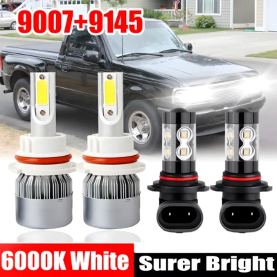 Combo de 4 faros LED 6000K altos/bajos + faros antiniebla para Ford Ranger 1994-2000 Foto 1 de 4