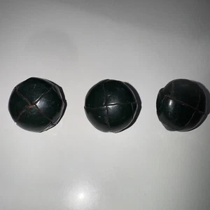 Set of 3 Vintage Dk Green Leather Buttons - PAT 616872 - VGC 2.7cm D - Picture 1 of 4