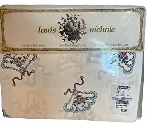 Utica Louis Nichole Pompadour Twin Fitted Sheet Floral Shabby Chic VTG 80s NEW - Picture 1 of 9