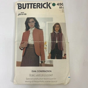 UNUSED 4505 VINTAGE SEWING PATTERN BUTTERICK VEST JACKET  WOMENS OPENED - Picture 1 of 1
