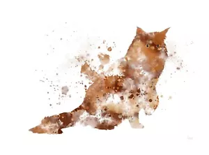 IMPRESIÓN ARTÍSTICA Maine Coone Jengibre Gato Ilustración, Animal, Arte de Pared, Regalo - Imagen 1 de 4