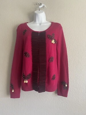 Cárdigan Leifsdottier Perlas Único Fucsia Cierre de Gancho para Ojos Foto 1 de 4