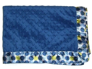 NOJO Simply Baby Blue Green Blanket Minky Polka Dot Satin Security Lovey - Picture 1 of 3
