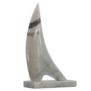 Vela Scultura in Marmo Bianco Sail Nautic Art Interior Design Home Decor H 36cm - Picture 1 of 3
