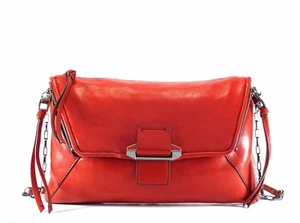 Kooba Jonnie Clutch Red Genuine Leather Convertible Crossbody Shoulder Bag NEW - Picture 1 of 9