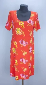 Gudrun Sjoden Womens Red Dress Short Sleeve Stretch Floral Size M Round Neck - Picture 1 of 12