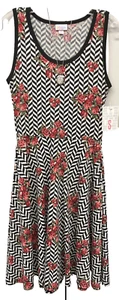 Nuevo con etiquetas Vestido Nikki LuLaRoe Pequeño Blanco y Negro Con Rosas Rojas con Bolsillos - Imagen 1 de 8