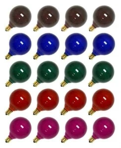 20-PK G50 7W E12 PATIO LIGHT BULBS MULTI Frost Replacement Party Globes NEW - Picture 1 of 1