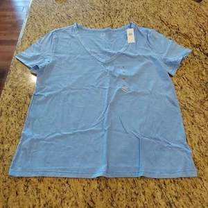 Camiseta GAP Para Mujer 100% Algodón Orgánico DE COLECCIÓN Cuello en V Talla XL Azul Nueva con Etiquetas $24.95 - Imagen 1 de 12