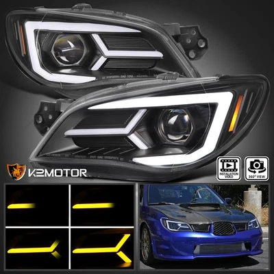 Black Fits 2006-2007 Subaru Impreza WRX STI Projector Headlights LED Sequential Foto 1 de 4