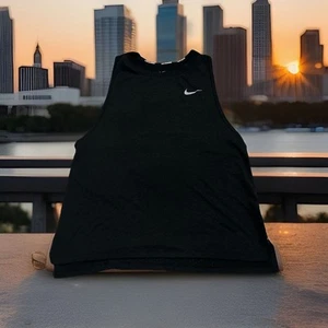 NIKE Dri Fit Tank Top Women’s Small Mesh Back White Logo Swoosh Gym Workout Run - Picture 1 of 4