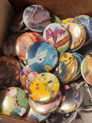 50 Handmade Pokemon 1.25" Button Badge Pins ( No Duplicates )  - Image 1 of 4