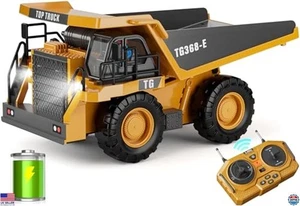 9-Channel RC Dump Truck Toy, Metal Bed, Rechargeable, Kids 3-12, Birthday Gift - Picture 1 of 6