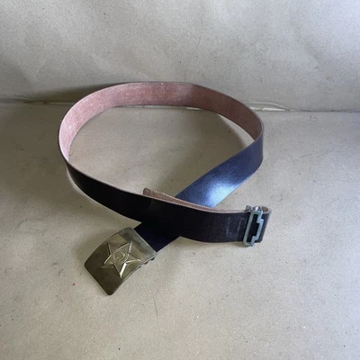 USSR Army Belt 1992 Brass Buckle Original Dated Soviet Uniform 45"/116 cm - Image 1 of 4