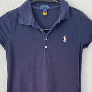 Polo Ralph Lauren Ragazza Blu Navy Polo Vestito Rosa Pony Logo Taglia M (8-10) - Foto 1 di 8