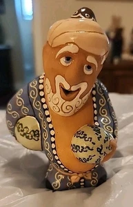 Uzbek Ceramic Figurine Old Man Melons | Hand-Painted Folk Art Collectible 4.5" K - Picture 1 of 9
