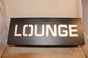 VINTAGE BLACK LOUNGE LIGHTED SIGN 16" x 6" x 4 1/2" FROSTED LETTERS - Picture 1 of 5