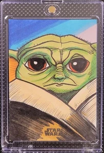2024 Topps Star Wars Galaxy 1/1 Grogu Sketch Card by Eric Medina - Picture 1 of 2