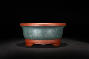 Fioriera cinese Yixing Zisha in argilla naturale 8,1 pollici, decorazione bonsai di orchidea intagliata a mano - Foto 1 di 7