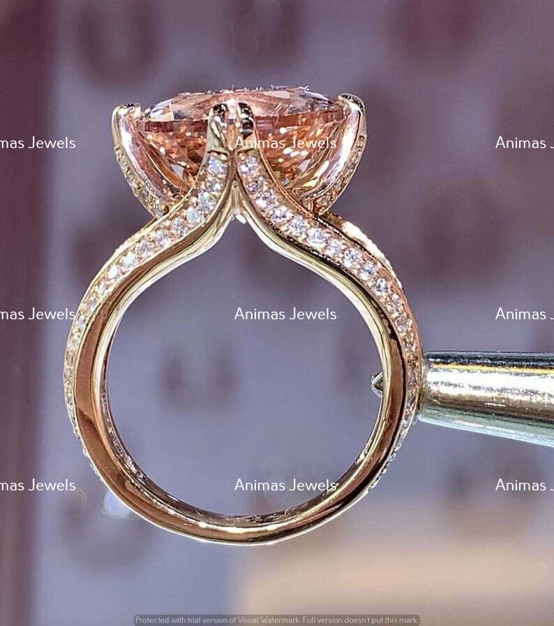 4 CT Oval Solitaire Pink Morganite Wedding Engagement Ring 14K Rose Gold Plated - Image 1 of 4