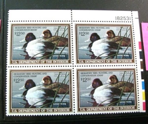 US Duck Plate Block Stamps Scott # RW56 Lesser Scaup 1989 MNH L495  - Bild 1 von 1