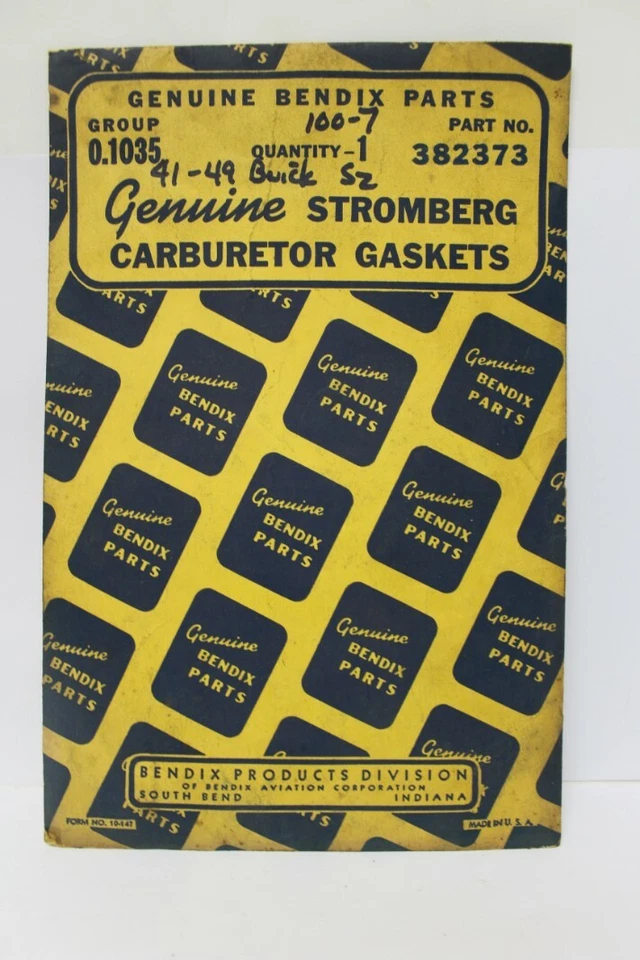 Juntas de carburador Stromberg Bendix de colección parte no. 382373 1941-49 Buick (637) Foto 1 de 1