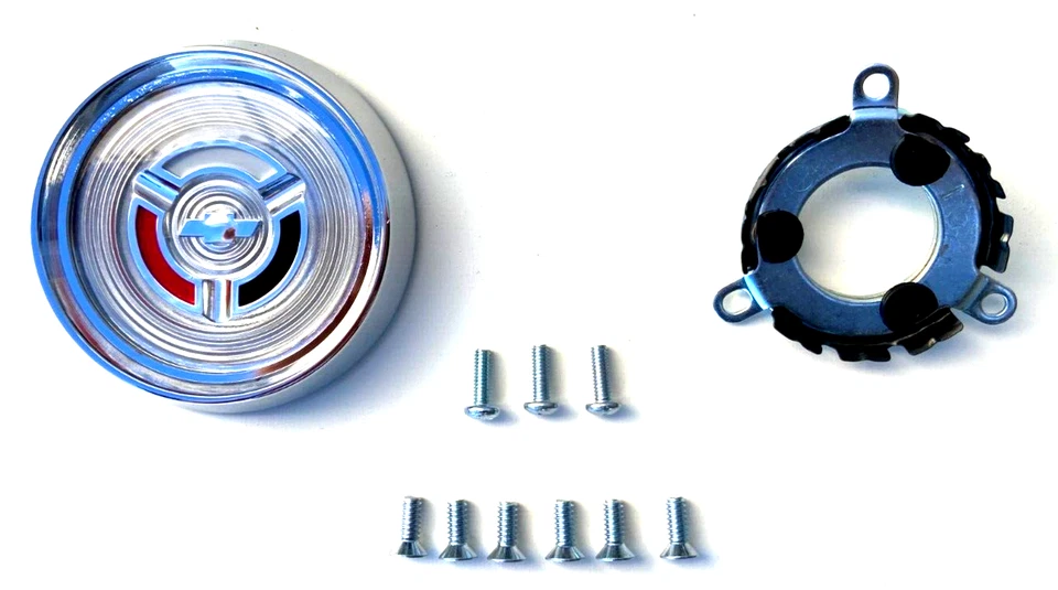 1964 Chevelle and El Camino Wood Wheel Horn Cap Kit Cap Contact and Screws - Image 1 of 1
