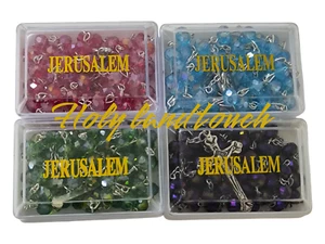 4er Set Kristall Rosenkränze aus Jerusalem Heiliges Land Katholisch Gebetsperlen Geschenk - Bild 1 von 10