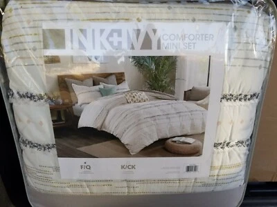 Juego de edredón estampado de algodón INK+IVY Full Queen con adornos con multi II10-1056 Foto 1 de 2