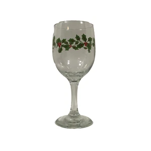 Libbey Agrifoglio e Bacche Vacanze Natale 7in Stelo Calice Vetro Vino Trasparente - Foto 1 di 14