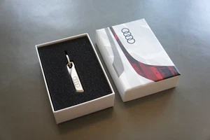 NIB Genuine Audi Blade Style Silver Stainless Steel keychain Key Ring DJD017QY04 - Picture 1 of 14