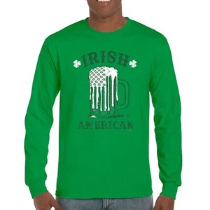 Irish American St Patrick's Day Long Sleeve T-shirt Shamrock Shenanigans Beer - Picture 1 of 71