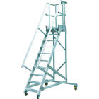 Fahrbare Podestleiter Podesttreppe 4 bis 16 Stufen 80cm breit 60 Grad Rollpodest