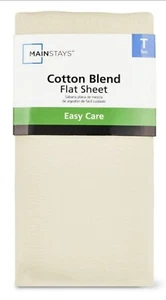 Mainstays Cotton Blend Flat Sheet TWIN Mattress Fit, Beige Color - Picture 1 of 8