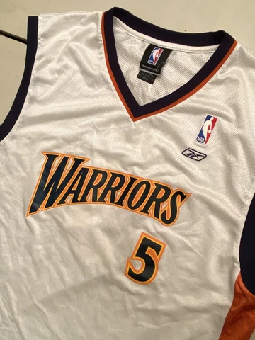Vintage Reebok Baron Davis Jersey 5 Golden State Warriors Home White WE BELIEVE Cover