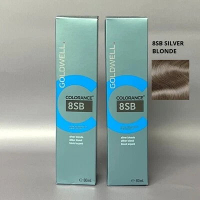 PACK de 2 tubos de color de cabello permanente Goldwell Colorance - 2 oz - 8SB rubio plateado Foto 1 de 3