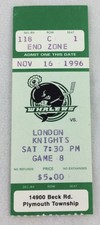 OHL 1996 11/16 London Knights at Detroit Whalers Hockey Ticket